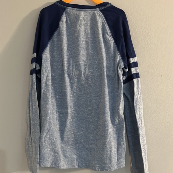 Boys Gap Blue & Navy Raglan Button Collar Long-sleeve Tee - Picture 2 of 4